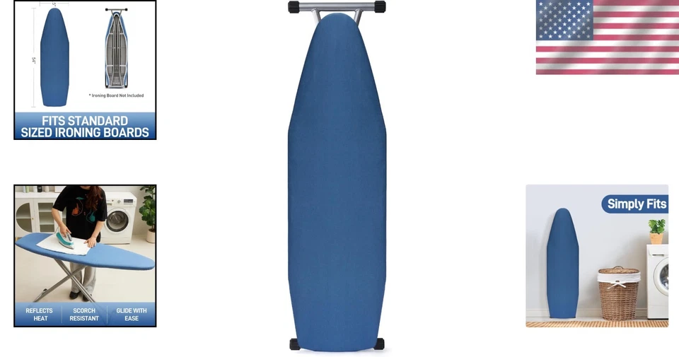 Ironing Board Cover and Pad Standard Size 15x54 Inch Silver Coated Blue - Image 2 of 4