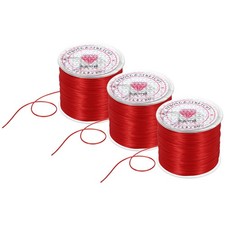 3 Rolls Elastic String for Bracelets, 0.8mm Stretch Bead Cord Red, 100m