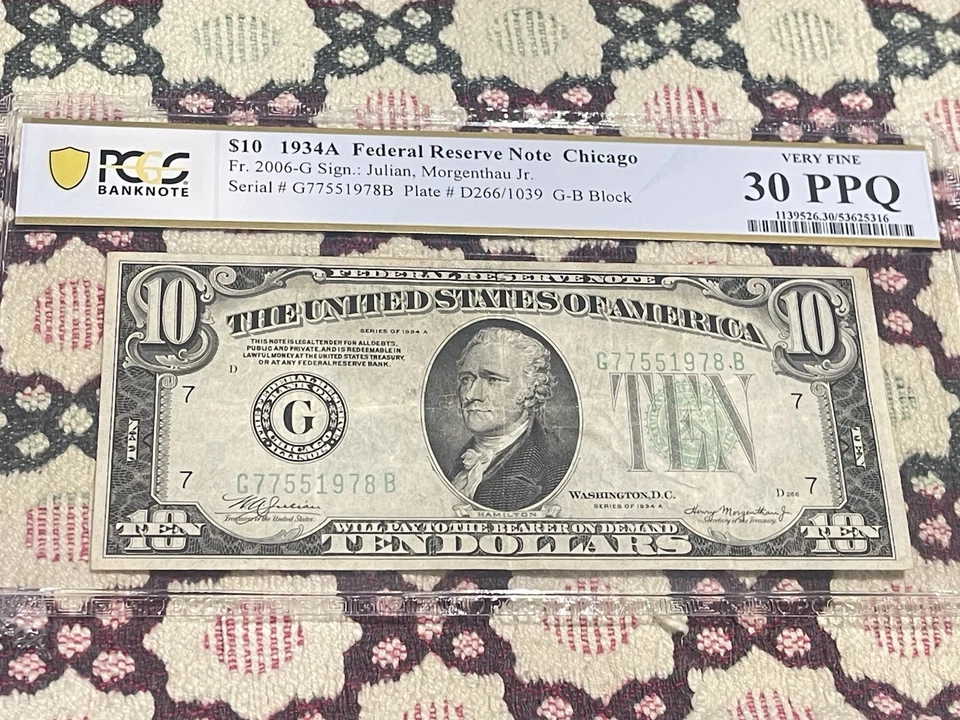 1934-A $10 Federal Reserve Chicago Fr. 2006-G 💎💎💎PCGS 30PPQ💎💎💎 - Image 2 of 4