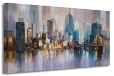 Ardemy Cityscape Canvas Wall Art Abstract Skyline New York City Painting Prints,