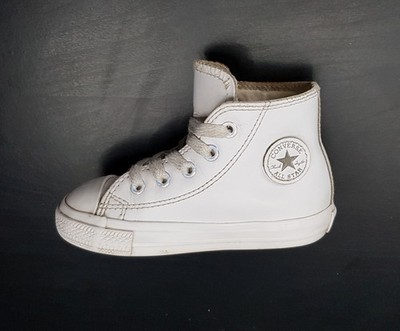 CONVERSE 7UK EU23 MÄDCHEN JUNGEN WEISS LEDER HIGH LOW TOP SNEAKER SCHUHE TURNSCHUHE