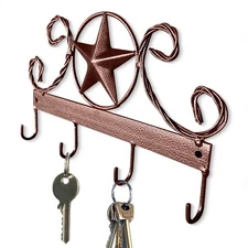 Brown Texas Country Western Key Holder - Rustic Wall Décor Key Hanger for H