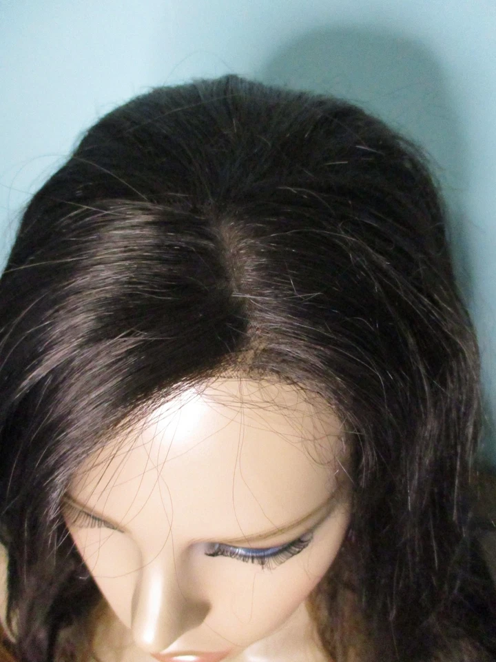 20" dark brown #5 long straight SWISS LACE FRONT WIG by MOTOWN TRESS - Image 3 of 4