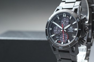[N MINT]  CASIO EDIFICE Chrnograph EFS-640Y Black Solar Men's Watch From JAPAN