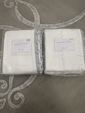 Pottery Barn Kids COTTON POM BLACKOUT CURTAIN SET 44 X 84 grey White