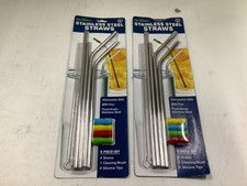 REUSABLE STAINLESS STEEL STRAWS 9 PIECE SET X2