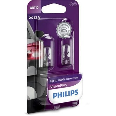 PHILIPS VISIONPLUS GLASSOCKELLAMPE 12V W2.1X9.5D GLÜHLAMPE BLISTERPACK |