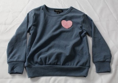 Moon & Stars Girls Fuzzy Heart Pullover Soft Sweatshirt MS7 Navy Size 4 NWT