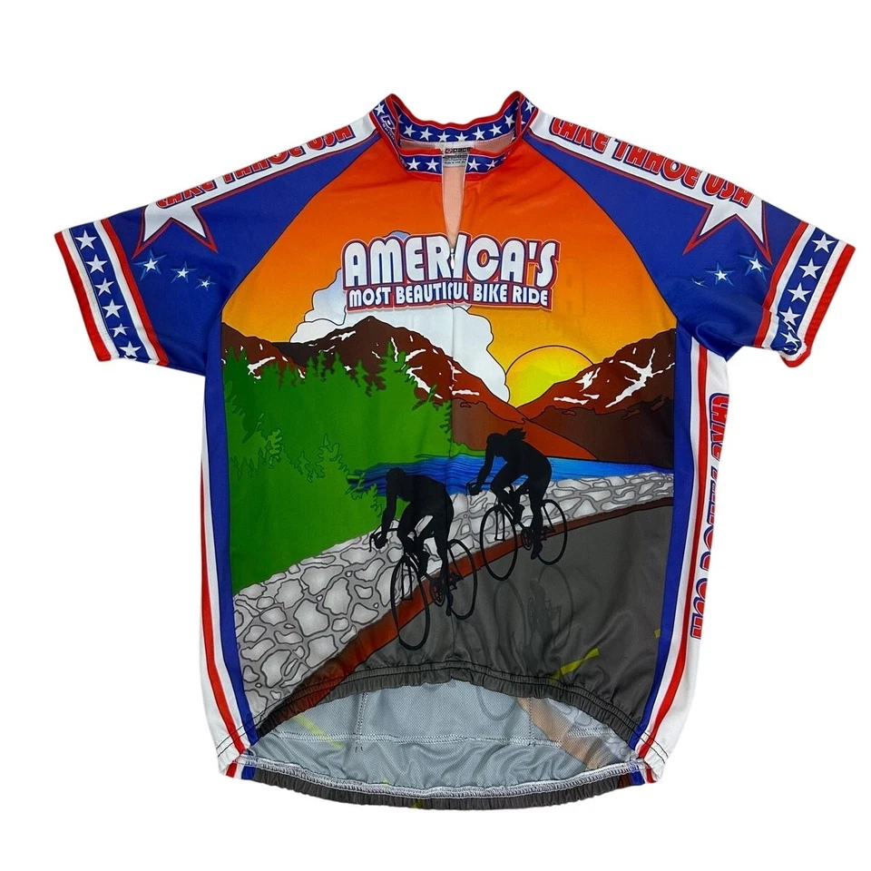 America's Most Beautiful Bicicleta Ride Jersey Lake Tahoe Ciclismo Camisa Hombres XXL Cremallera Foto 3 de 4