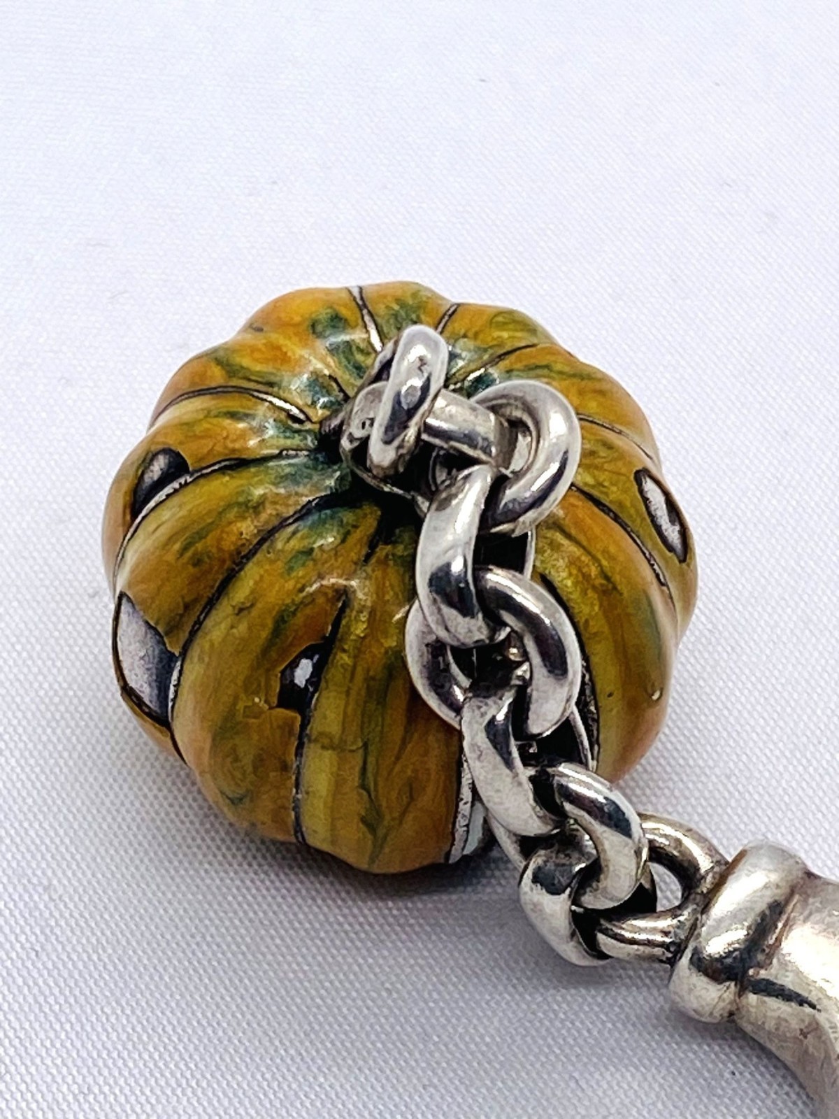 Tiffany & Co Sterling Silver 925 Pumpkin Keychain Enamel image 7