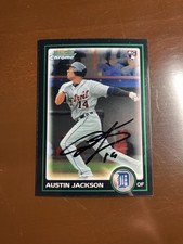 Austin Jackson - 2010 Bowman Chrome Draft Rookie RC Signed Autograph Auto Card. rookie card picture