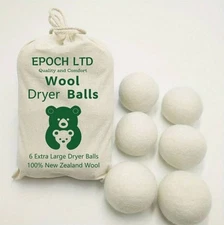 6 Extra Large Wool Dryer Balls- Natural Fabric Softener, Reusable & Eco-Friendly