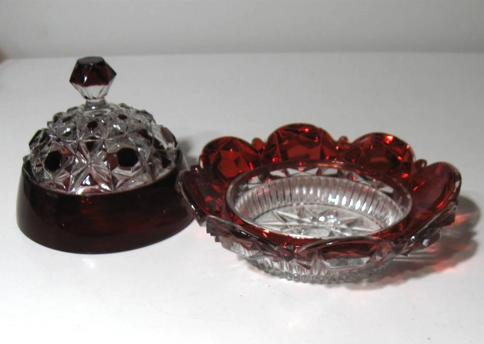 EAPG  *** RUBY STAINED BUTTER = BIG BUTTON BY CRYSTAL GLASS WORKS ERA 1892 - Image 2 of 3