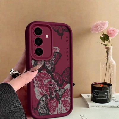 Gold Butterfly Soft TPU Case for Samsung Galaxy S25 S24 S23 S22 Ultra Plus Prote