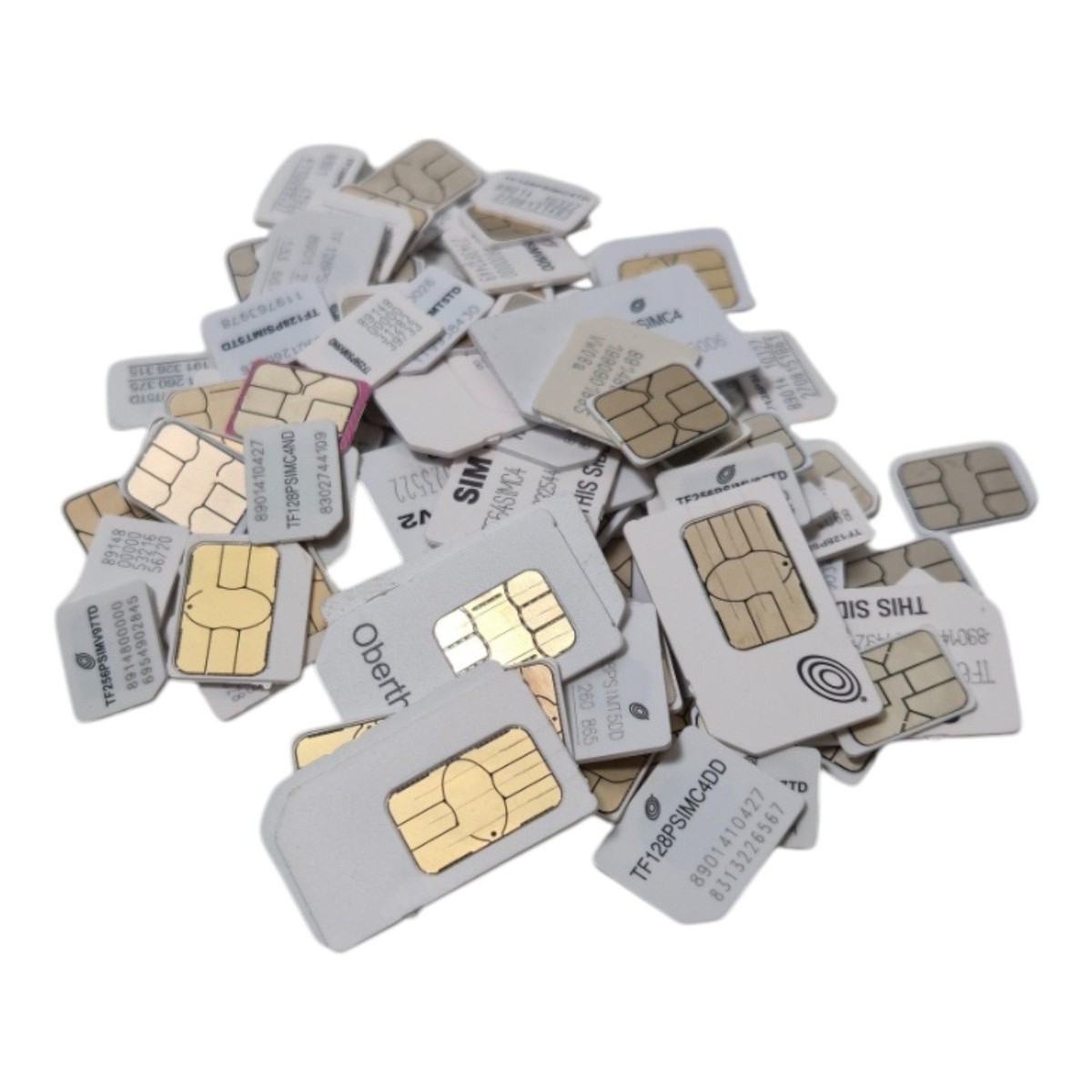 Lot of 100 Scrap SIM Cards For Gold Recovery - AT&T, TracFone