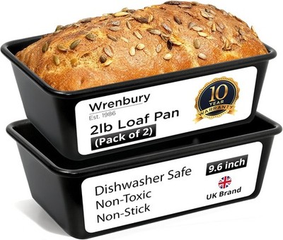 Pro 2lb Loaf Pan Set of 2 - Carbon Steel Lar Bread Pan 1kg for
