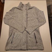 Eddie Bauer Womens Full Zip Outdoor Mid-Layer Fleece Jacket. Size M, Gray.