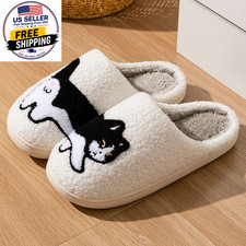 Women Winter Home Warm Slippers Indoor Cute Cartoon Cat Soft Sole Exquisite Bedr