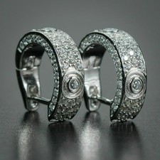 1.50 Ct Round Cut Moissanite Huggie Hoop Men's Earrings Real 925 Sterling Silver