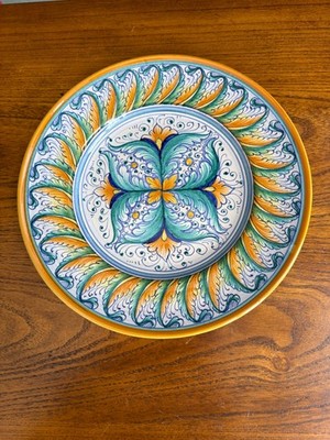 Deruta Round 10.25'' Wall Plate Gold Blue Green Colors Gently Used