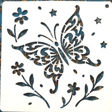 Butterfly  Flowers Stencil For Painting Crafting - 6X6" Detailed DIY Wall Art