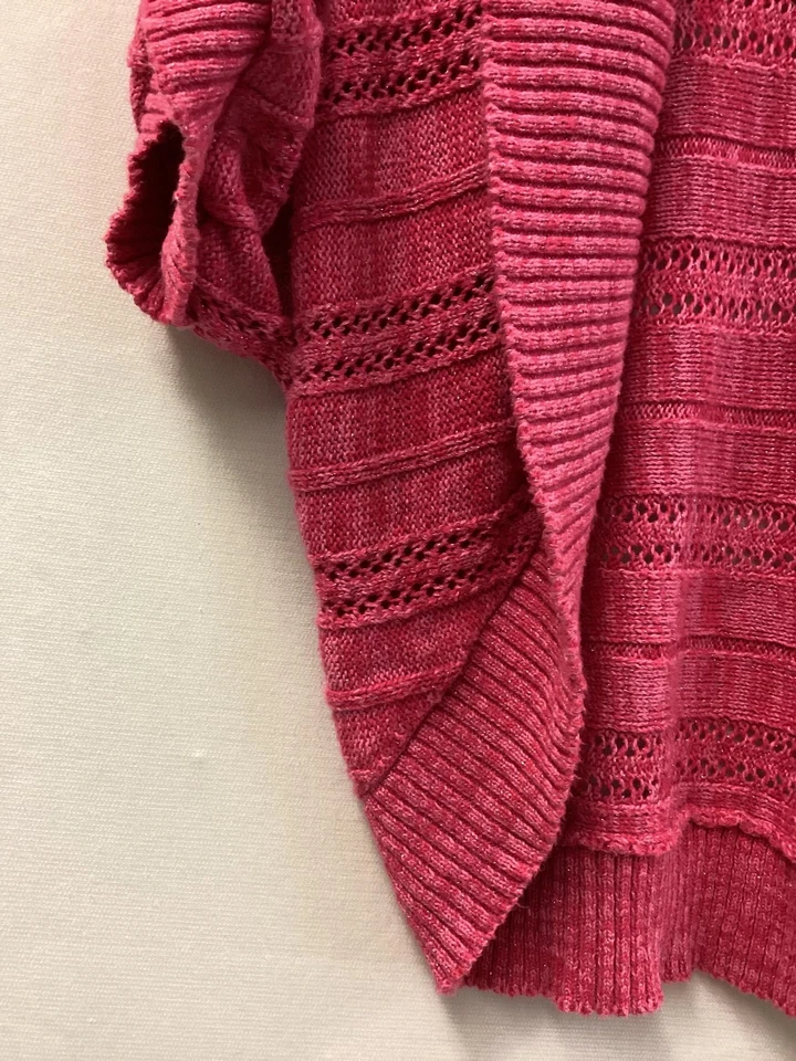 Justice Sweater Girls 16/18 Pink Open Front Short Sleeve Knit Cardigan Shimmer - Image 4 of 4