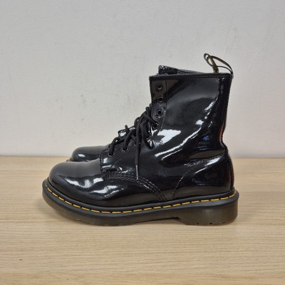 Dr Martens 1460 Classic Black Patent Leather Ankle Boots Size UK