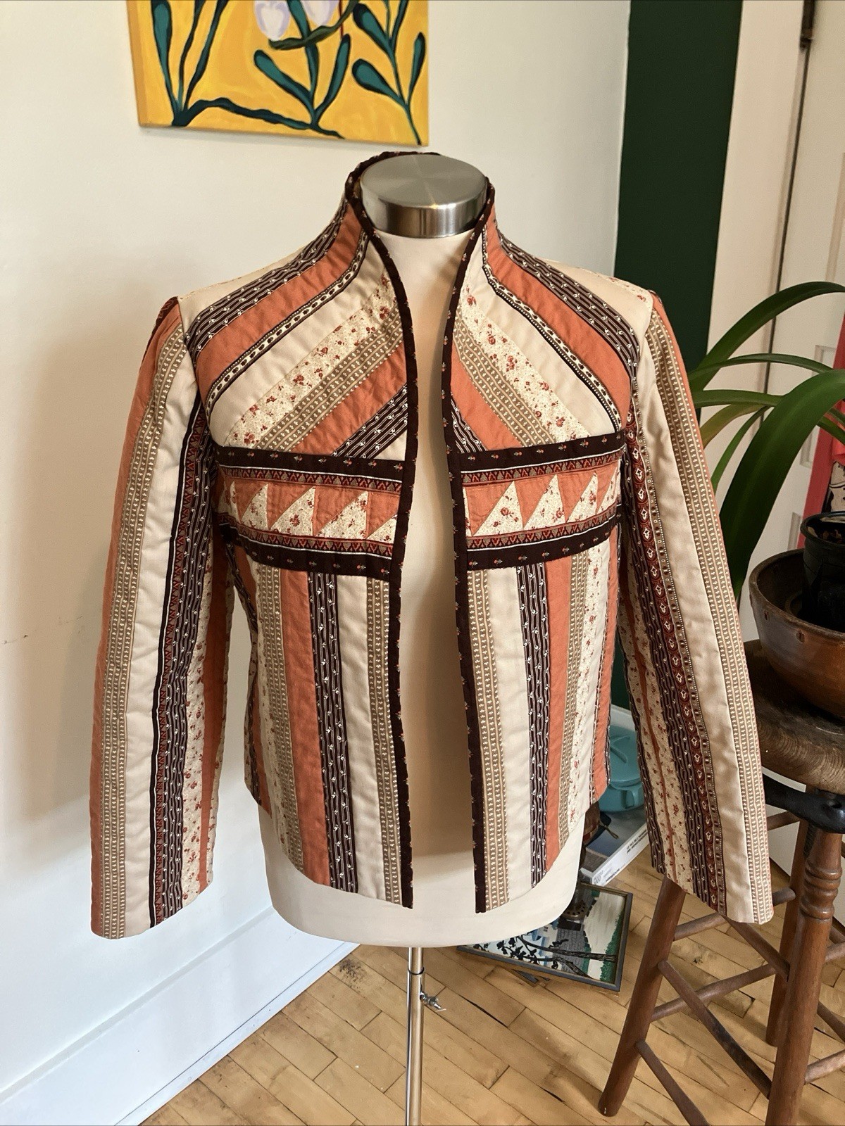 Vintage 70’s Quilted Handmade Patchwork Coat Cali… - image 18