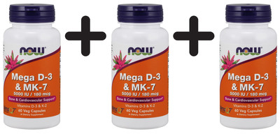 3 x NOW Foods Mega D-3 & MK-7 - 60 vcaps (444,07 EUR/kg)