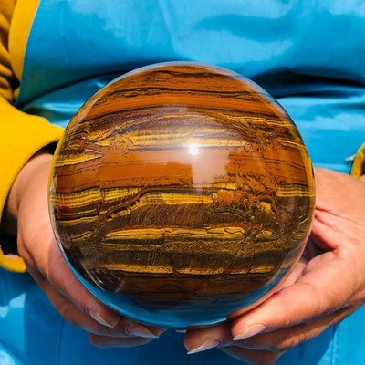 4.29LB Natural Tigers Eye Ball Quartz Crystal Sphere Gem Mineral Specimen Heals