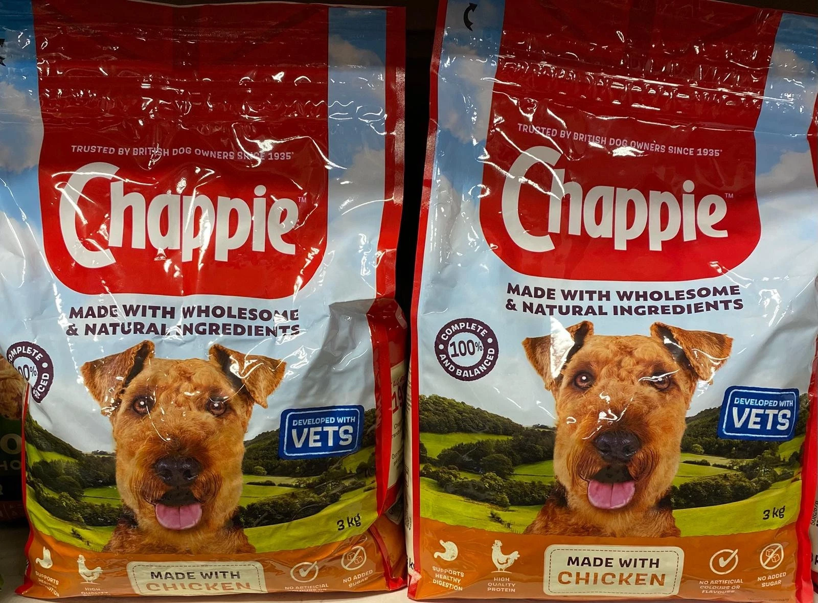 2x 3KG Pack Chappie Complete Dry Adult Dog Food with Chicken & Wholegrain Cereal