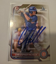 Christopher Paciolla Signed 2022 1st Bowman Baseball Card Chicago Cubs #BD-185