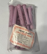 First Lady Purple Professional Cold Wave Hair Curler Rods 12 Pk Vintage SEALED