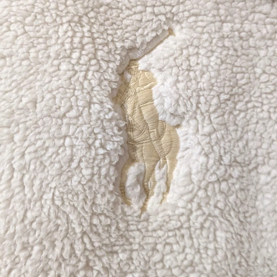 Polo Ralph Lauren Crema Peluche Polar Sudadera con Capucha Para Mujer M Off White, Poni Logo Pecho Foto 3 de 4