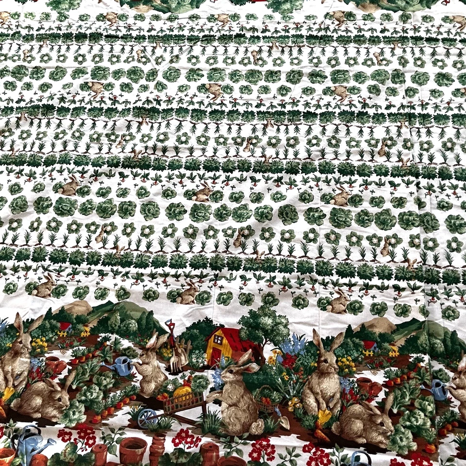 Wilton Court Rabbit Print Tablecloth Spring Bunny Garden 60" x 83" Cotton - Image 3 of 4