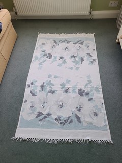 Pastel Floral Cotton Rug 166x96cm Fringed Accent Carpet Mat Shabby Chic Cottage