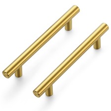 5 PCS Gold Cabinet Handles 33/4 Inch Brushed Brass Kitchen Drawer Pulls Bar