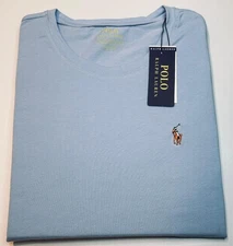 NWT Polo Ralph Lauren Men Short Sleeve Crew Neck Sky Blue T-Shirt Free Shipping