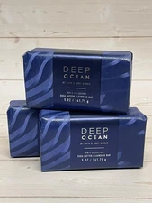 x3 Bath & Body Works Mens Deep Ocean Shea Butter Cleansing Bar Soap