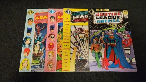 1986 ICG OFFICIAL JUSTICE LEAGUE OF AMERICA INDEX SET #1-4 VF+/NM- VINTAGE