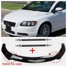 Gloss Black Front Bumper Lip Splitter Lower Spoiler Strut Rod For Volvo C70 C30
