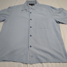 Nat Nast Luxury Originals Men's L 100 Silk Button Up Shirt Light Blue Casual