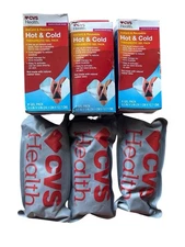 Lot of 3 CVS Health Instant & Reusable Hot & Cold Therapeutic Gel Packs Open Box