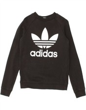 ADIDAS Womens Graphic Sweatshirt Jumper UK 8 Small Black Cotton BX08
