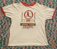 Vintage 80  s St Louis Cardinals 1987 Eastern Division Champs Ringer Tee Fits L