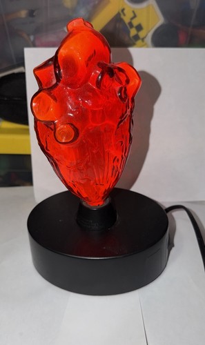 LumiSource Inc. Sculptured Electra Heart Shaped Plasma Art Lamp Red Glass RARE