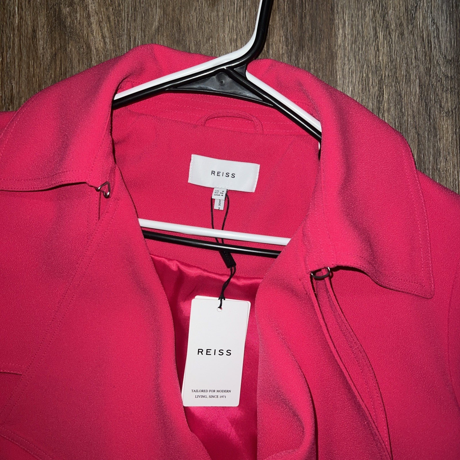 NWT Med Weight Reiss Women's Eden Trench Coat In Pink Sz 4 image 10