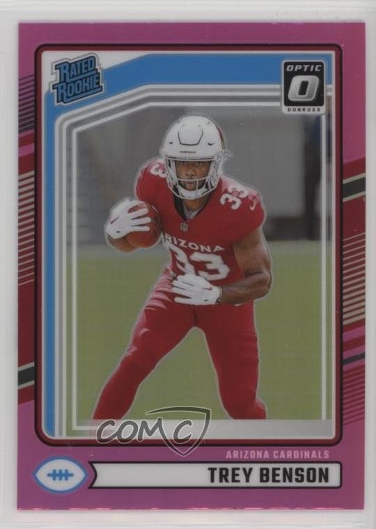 2024 Panini Donruss Rated Rookie Optic Preview Pink Prizm Trey Benson #326 sq1
