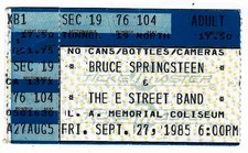 Bruce Springsteen 9/27/85 Los Angeles CA Memorial Coliseum Ticket Stub