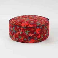 Red Bird Printed Large Zipped Throw Hippie Decorative Ottoman Cover Boho Poufs